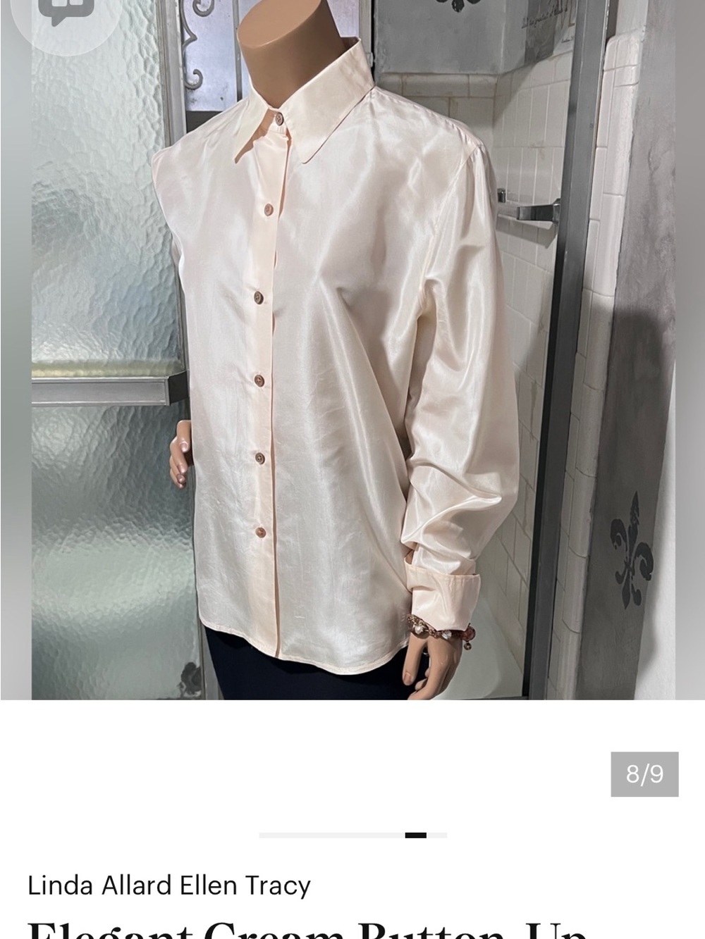 Elegant Luxury Cream Silk Button-Up Blouse | French
Cuff Sleeves | Worn Once☑️ - Picture 9 of 9
